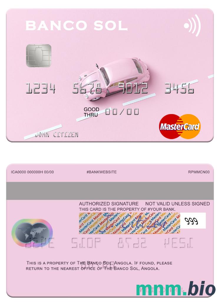 Angola Banco Sol przykład karty mastercard w formacie PSD